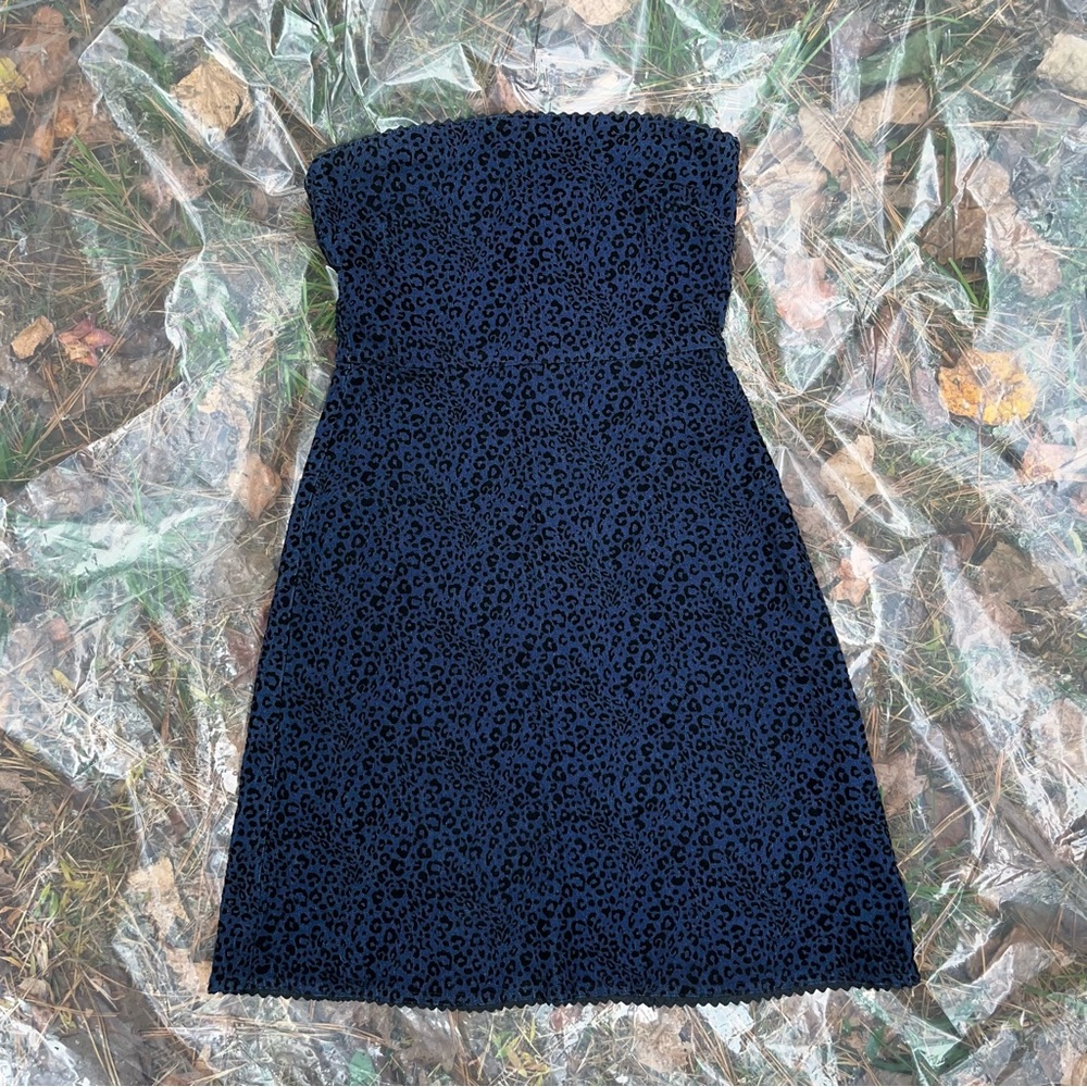 Roxy Quiksilver velvet & denim Leopard Print Mini Dress